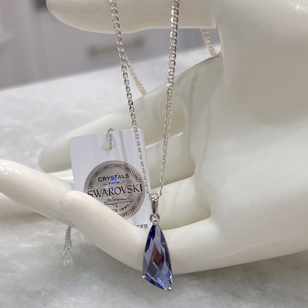 SWAROVSKI Crystal Tanzanite Sterling Silver Pendant Necklace - Picture 5 of 11